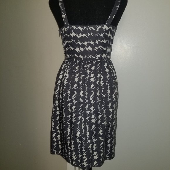 Silk & Cotton Gray/White Patterned Dress - 2P - Picture 4 of 5